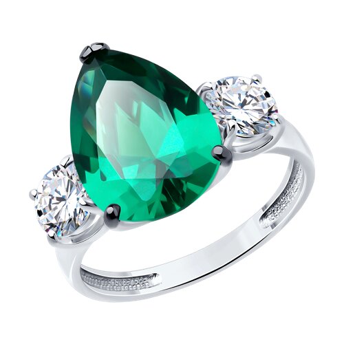 Inel din argint  cu pietre Cubic Zirconia Incolor, Cubic Zirconia Verde