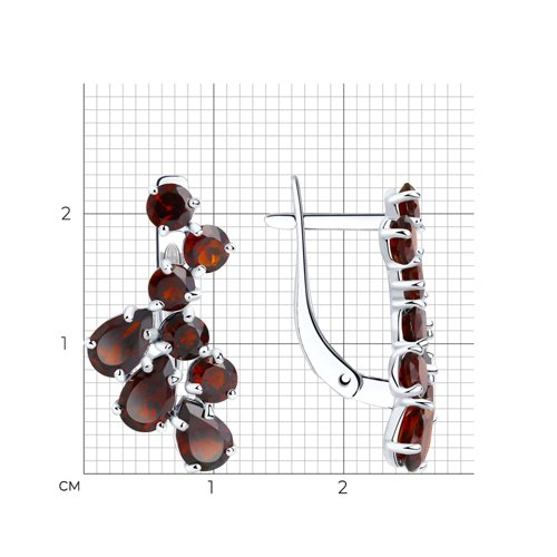 Серьги из серебра с камнями Гранат