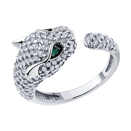 Inel din argint  cu pietre Cubic Zirconia Incolor, Cubic Zirconia Verde