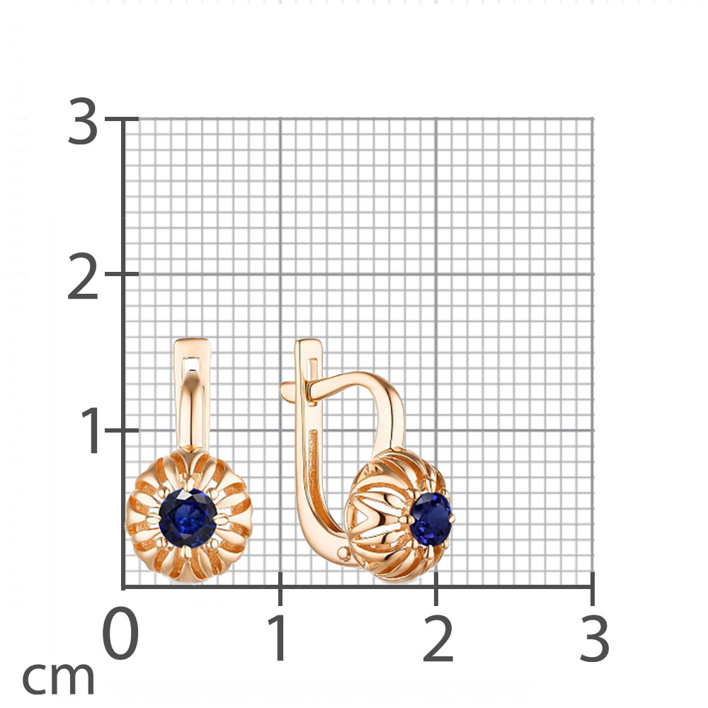 Серьги из красного золота с камнями Сапфир