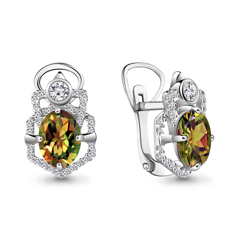 Cercei din argint  cu pietre Cubic Zirconia Incolor, Zultanit (sint.)