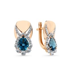 Cercei din aur roșu cu pietre Cubic Zirconia Incolor, Topaz London