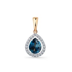 Pandantiv din aur roșu cu pietre Cubic Zirconia Incolor, Topaz London