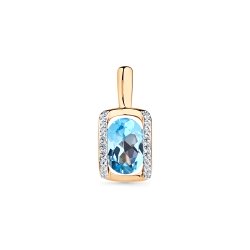 Pandantiv din aur roșu cu pietre Cubic Zirconia Incolor, Topaz Swiss