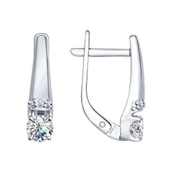 Cercei din argint  cu pietre Cubic Zirconia Incolor