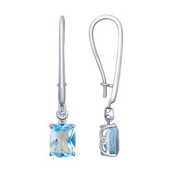 Cercei din aur alb cu pietre Cubic Zirconia Incolor, Topaz Swiss