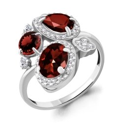 Inel din argint  cu pietre Cubic Zirconia Incolor, Granat