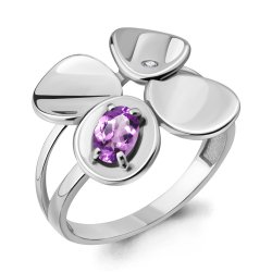 Inel din argint  cu pietre Cubic Zirconia Incolor, Ametist