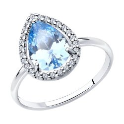 Inel din argint  cu pietre Cubic Zirconia Incolor, Cubic Zirconia Albastru