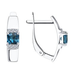 Cercei din aur alb cu pietre Cubic Zirconia Incolor, Topaz London