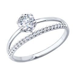 Inel din argint  cu pietre Cubic Zirconia Incolor