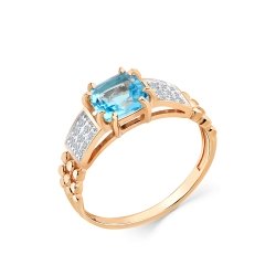 Inel din aur roșu cu pietre Cubic Zirconia Incolor, Topaz Swiss