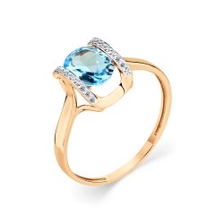 Inel din aur roșu cu pietre Cubic Zirconia Incolor, Topaz Swiss