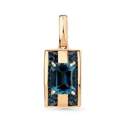 Pandantiv din aur roșu cu pietre Cubic Zirconia Albastru Safir, Topaz London