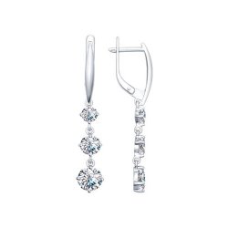 Cercei din argint  cu pietre Cubic Zirconia Incolor