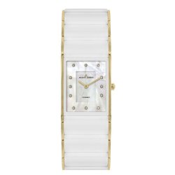 Ceas JACQUES LEMANS cu pietre Swarovski, Ceramica albă