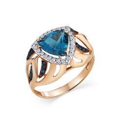 Inel din aur roșu cu pietre Cubic Zirconia Incolor, Cubic Zirconia Albastru Safir și Topaz London