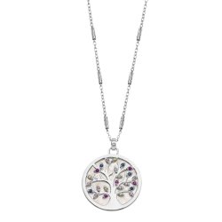 Colier din argint  cu pietre Cubic Zirconia Color, Sidef Alb